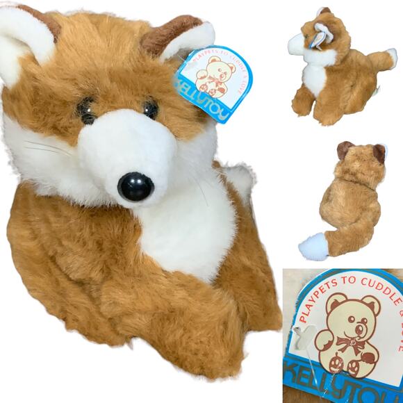 KellyToy Fox Stuffed Animal Brown White Vintage 90s Long Tail PlayPet 9" NEW - Picture 1 of 7